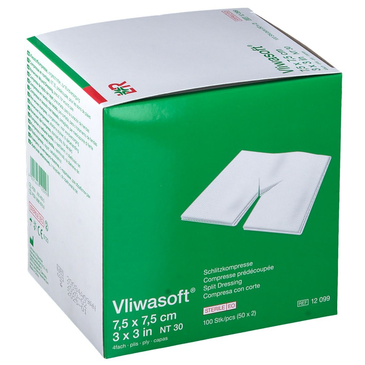 Vliwasoft® Compresses préécoupées 7.5 x 7.5 cm