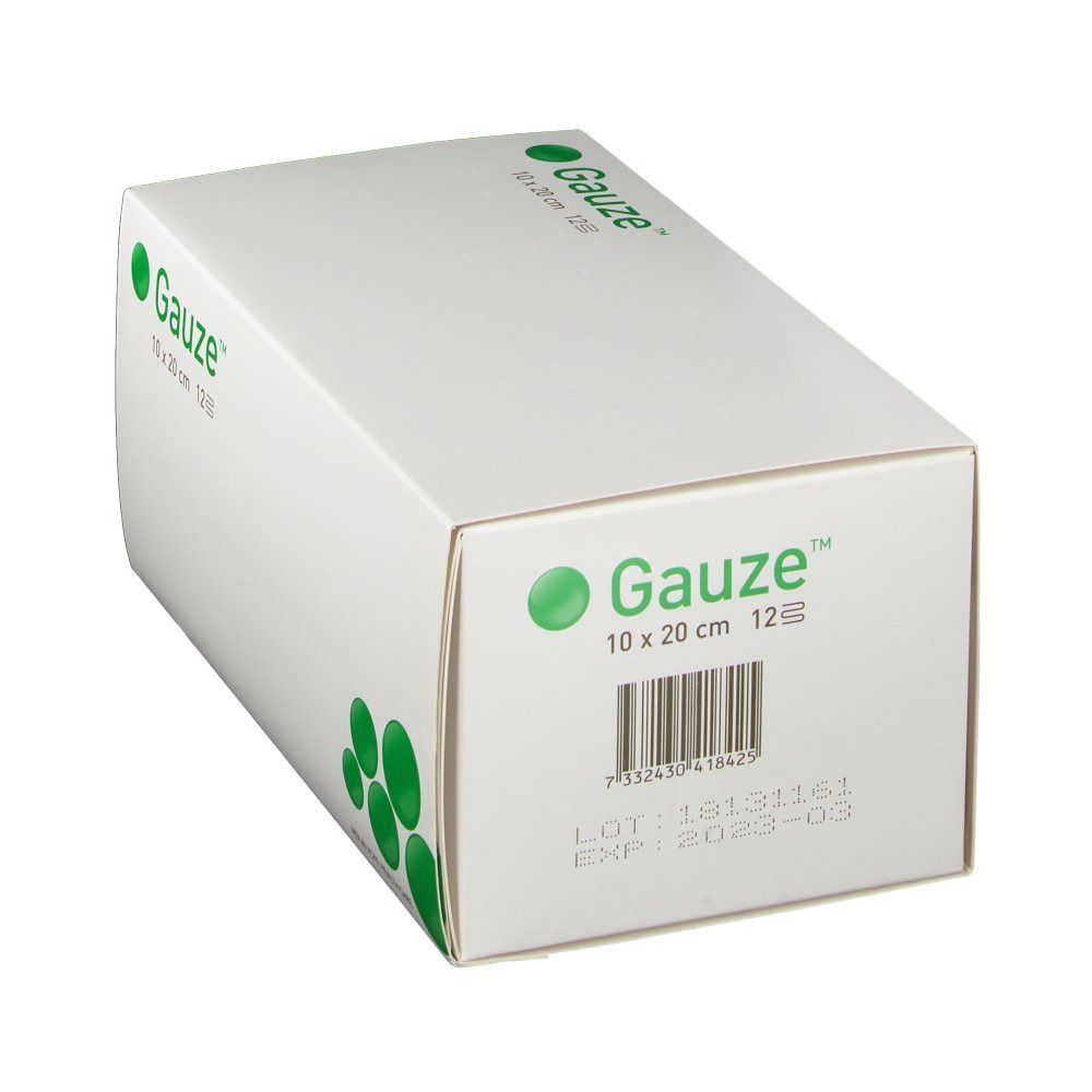 Molnlycke Gauze™ Compresses de gaze non-stériles 12 couches 10 x 20 cm