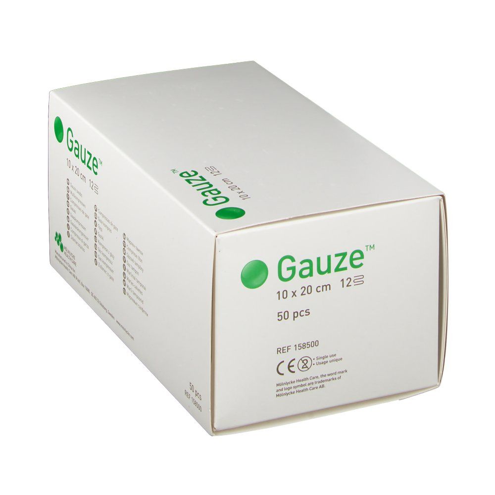 Molnlycke Gauze™ Compresses de gaze non-stériles 12 couches 10 x 20 cm