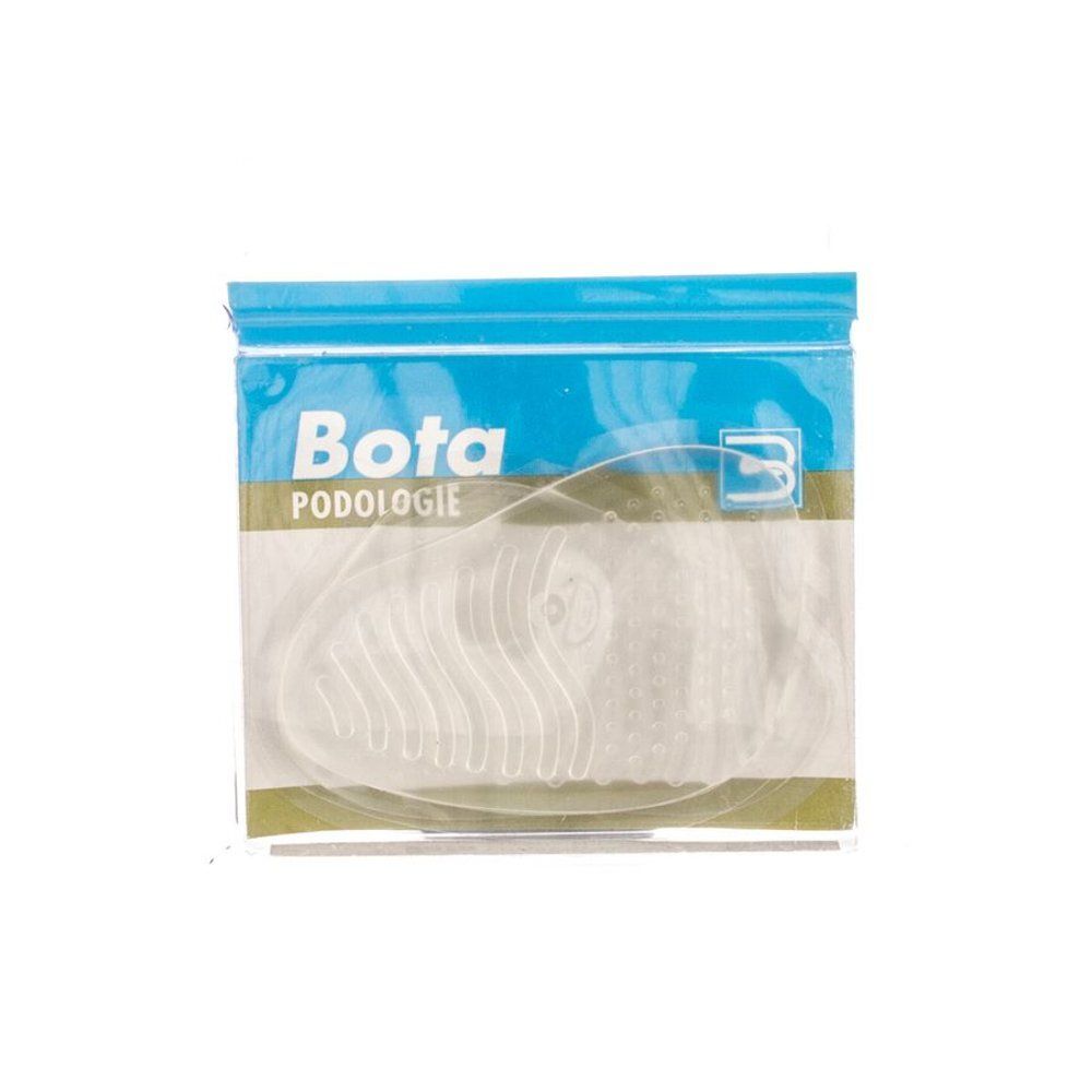 Coussinet transparent dans emballage plastique. Logo "Bota podologie" et sceau bleu.