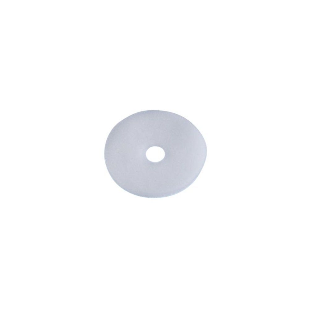 Produit blanc annulaire avec un trou au centre, sur fond blanc.