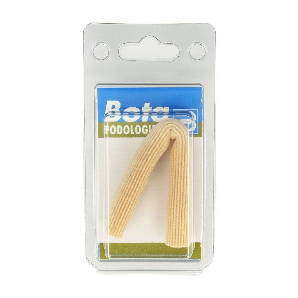 Un bandage tubulaire beige dans un emballage blister. Inscription : Bota Podologie.