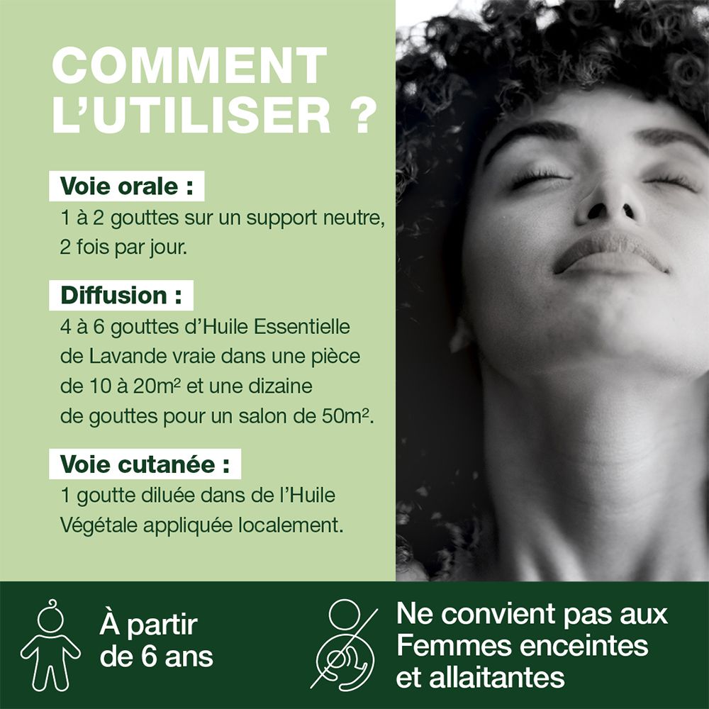 Conseils d'utilisation. Oral, diffusion, cutané. Ne convient pas aux femmes enceintes et enfants -6 ans.