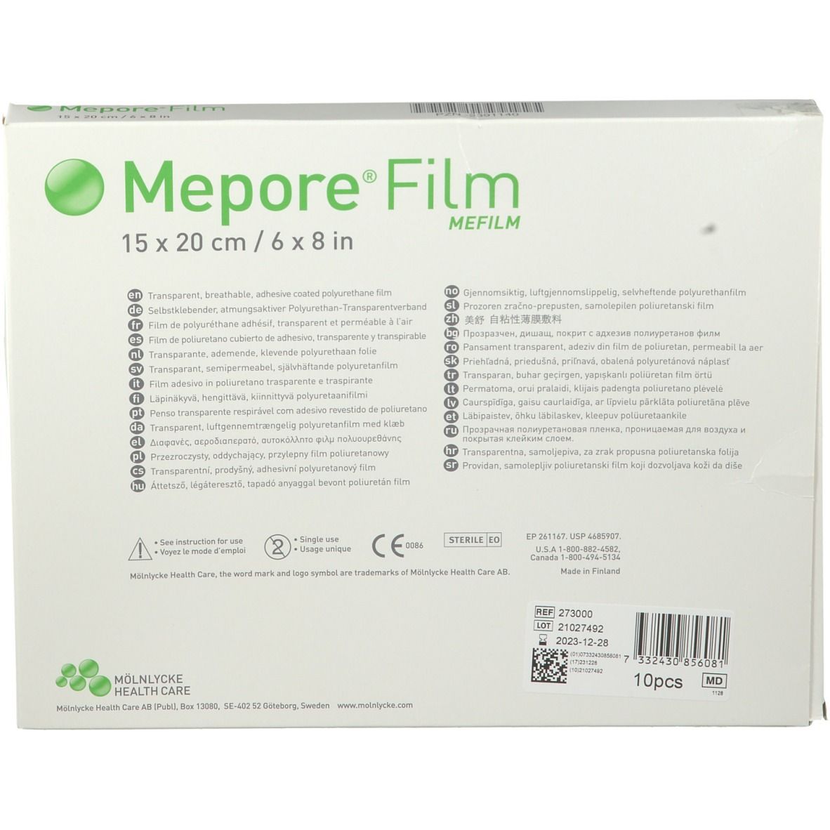 Mepore® Film Stérile ADH Transparant 15 x 20 cm