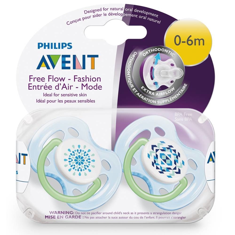 Avent Sucette Free Flow Tendence Silicone Double 0-6 Mois