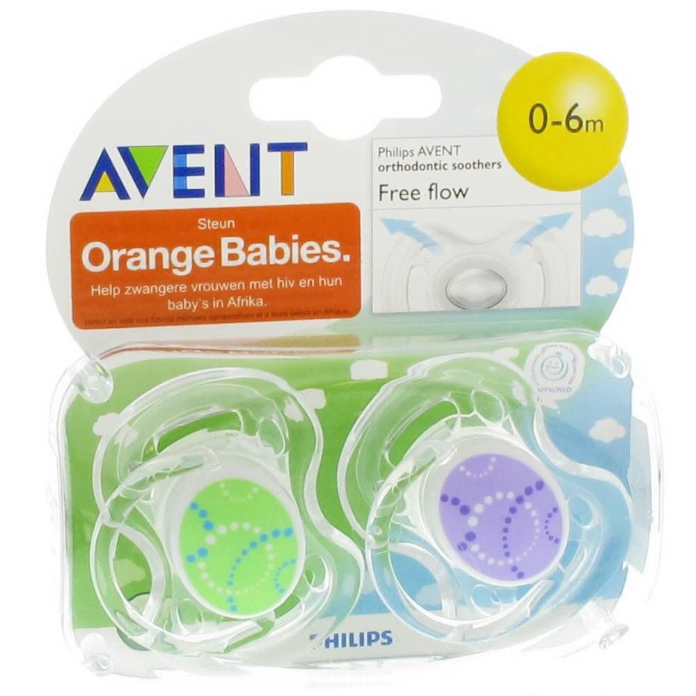 Avent Sucette Free Flow Tendence Silicone Double 0-6 Mois