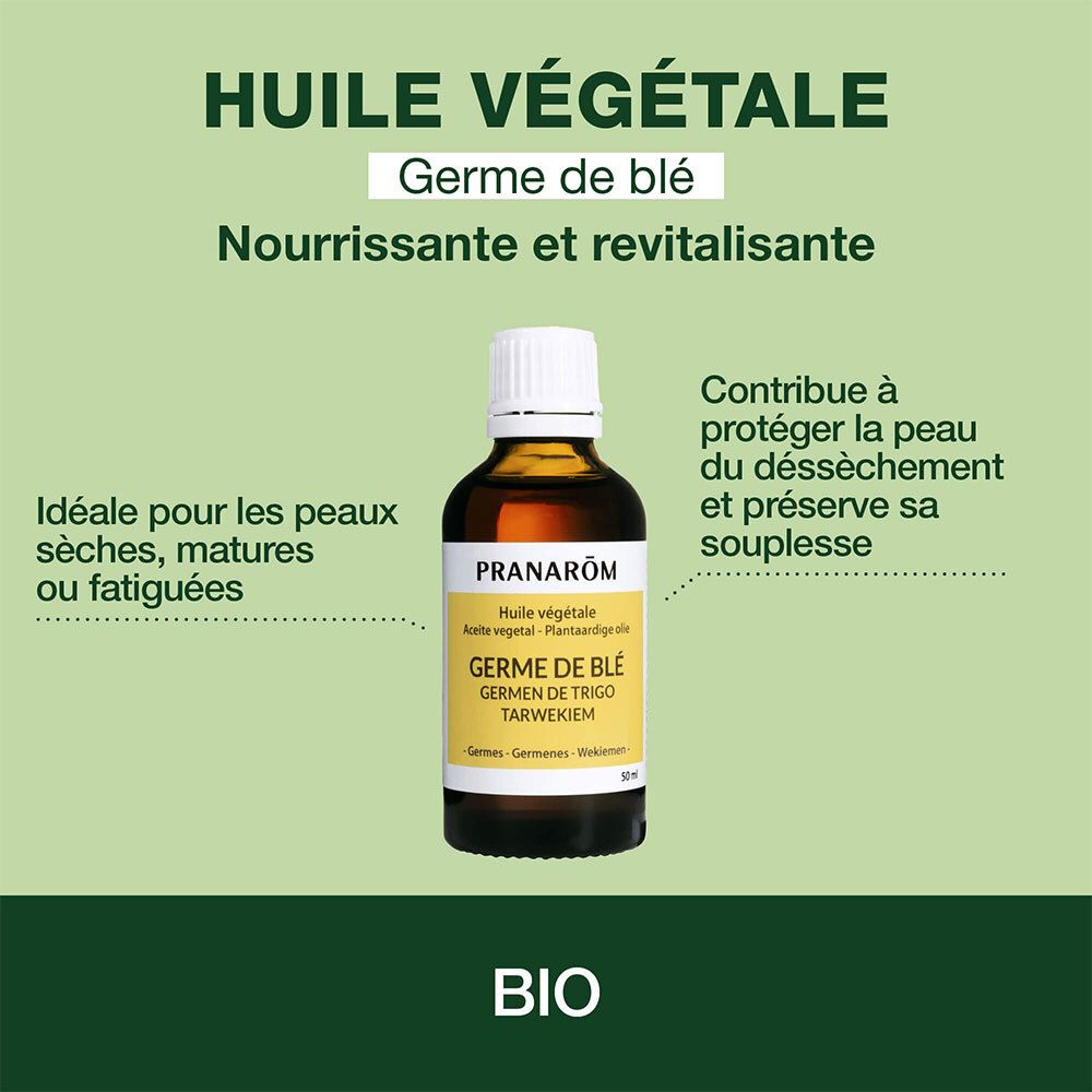 Image produit avec texte. Nom du produit, marque PRANAROM, texte sur les propriétés et label bio.