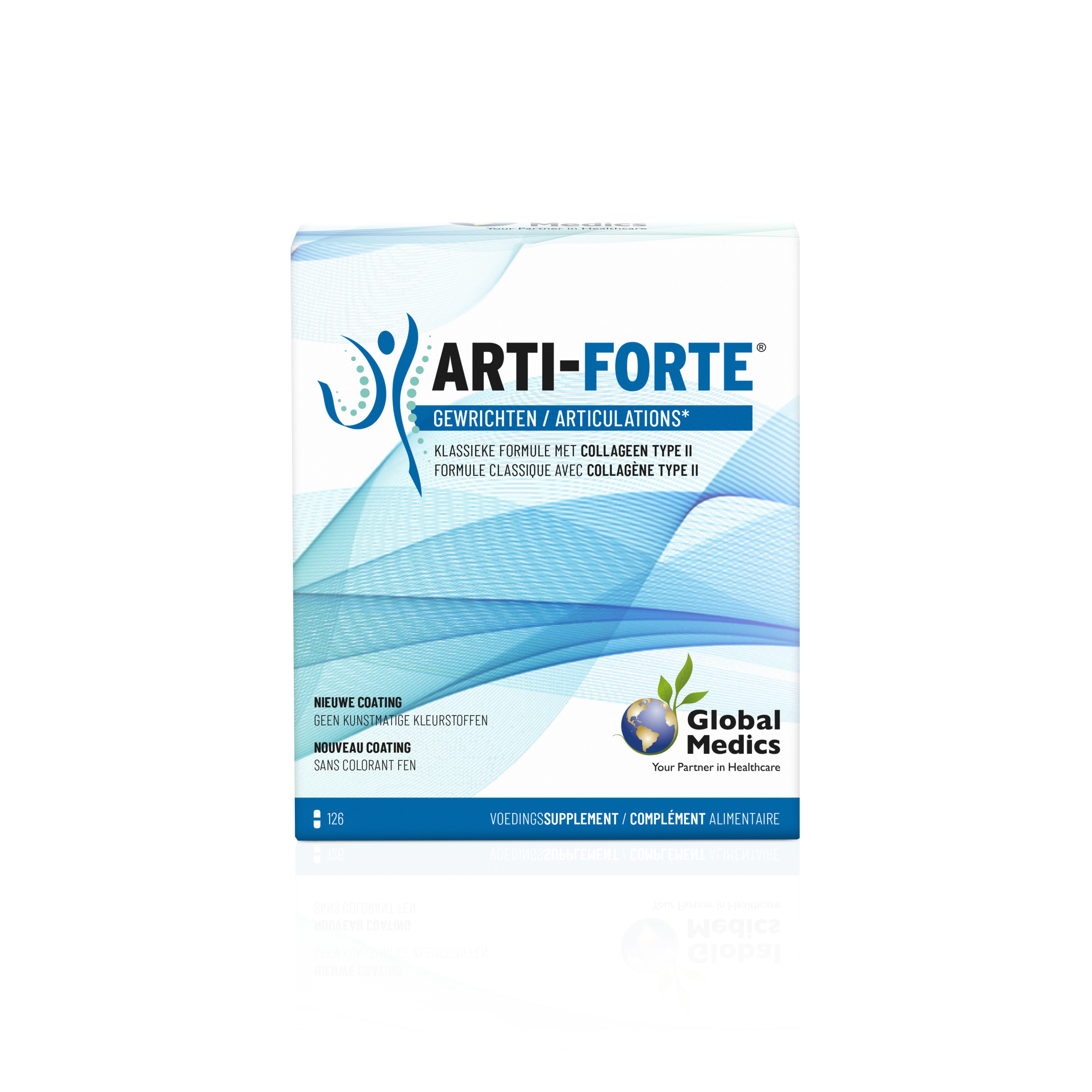 Boîte Arti-Forte Articulations avec Glucosamine, Chondroïtine et Collagène Type II.