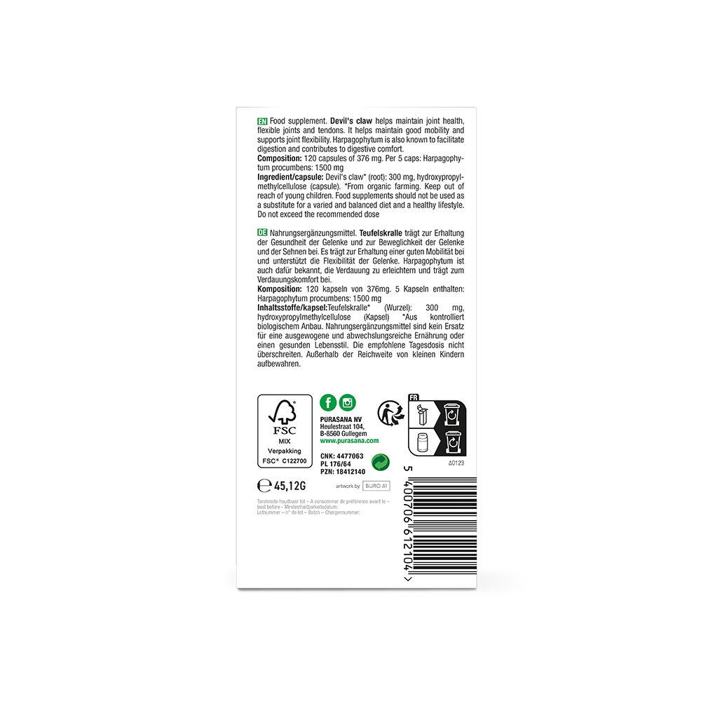 Dos de l'emballage du produit. Texte multilingue. Sceaux et logos.