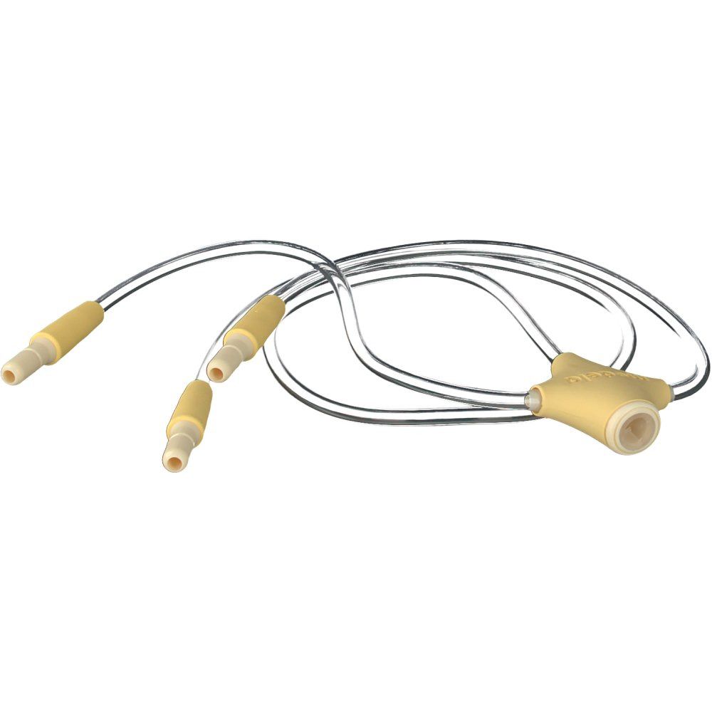 Tube Medela Freestyle PVC. Tubes en plastique jaune et transparent avec trois connecteurs.