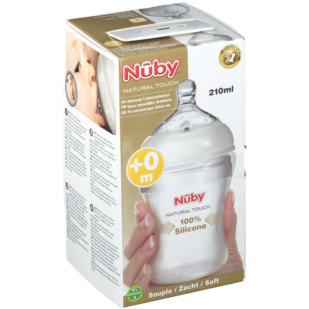 Nuby Biberon Silicone 210ml 0 Mois + Soucette Lentement