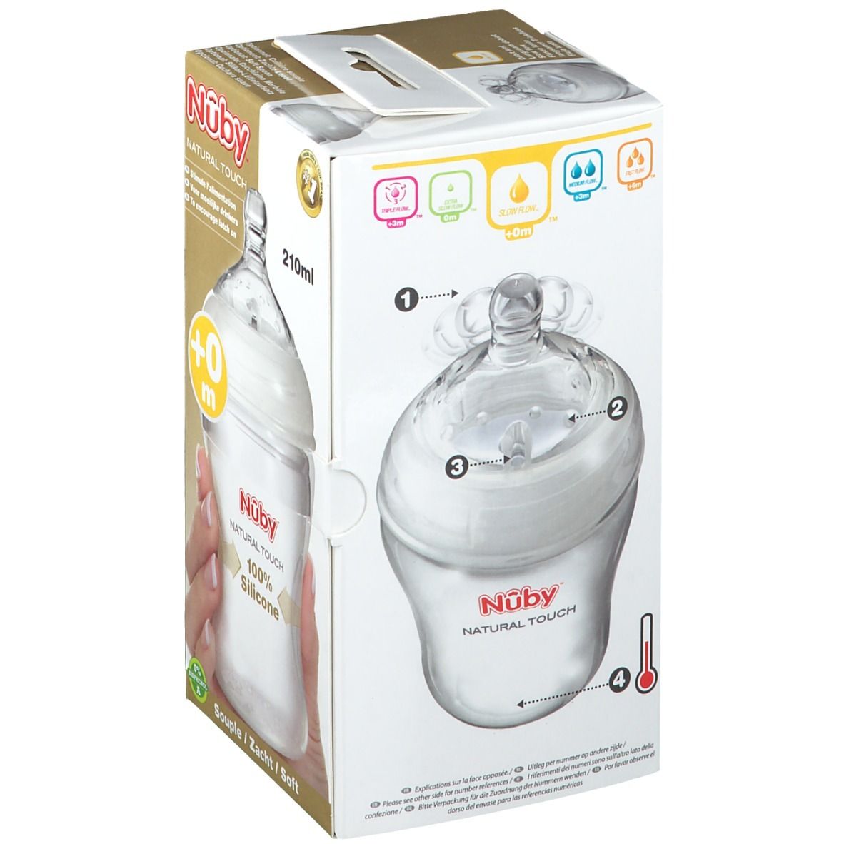 Nuby Biberon Silicone 210ml 0 Mois + Soucette Lentement