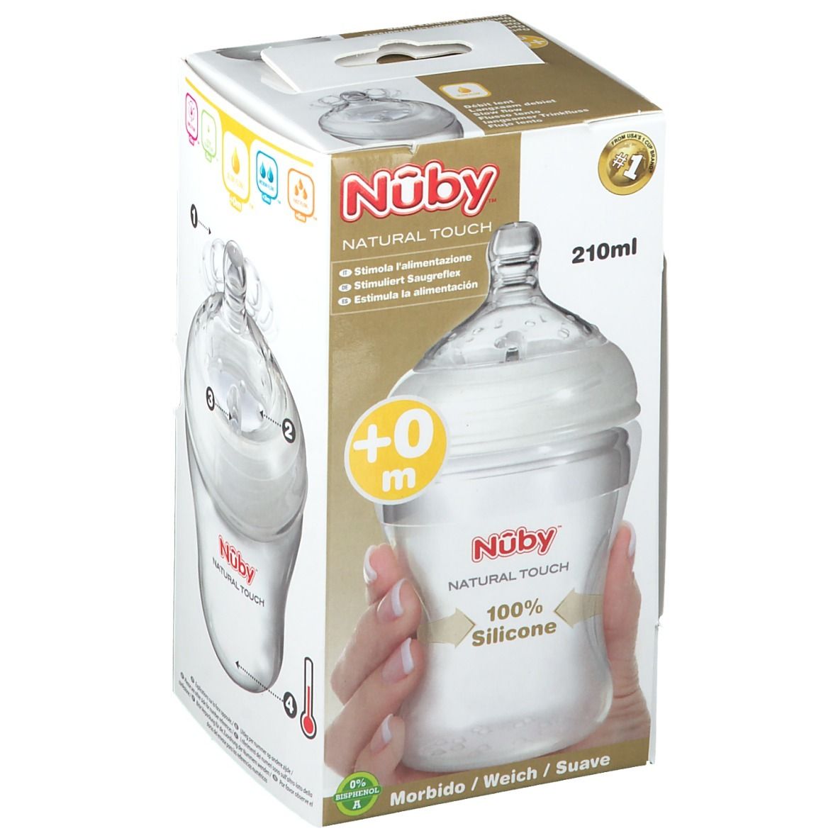 Nuby Biberon Silicone 210ml 0 Mois + Soucette Lentement