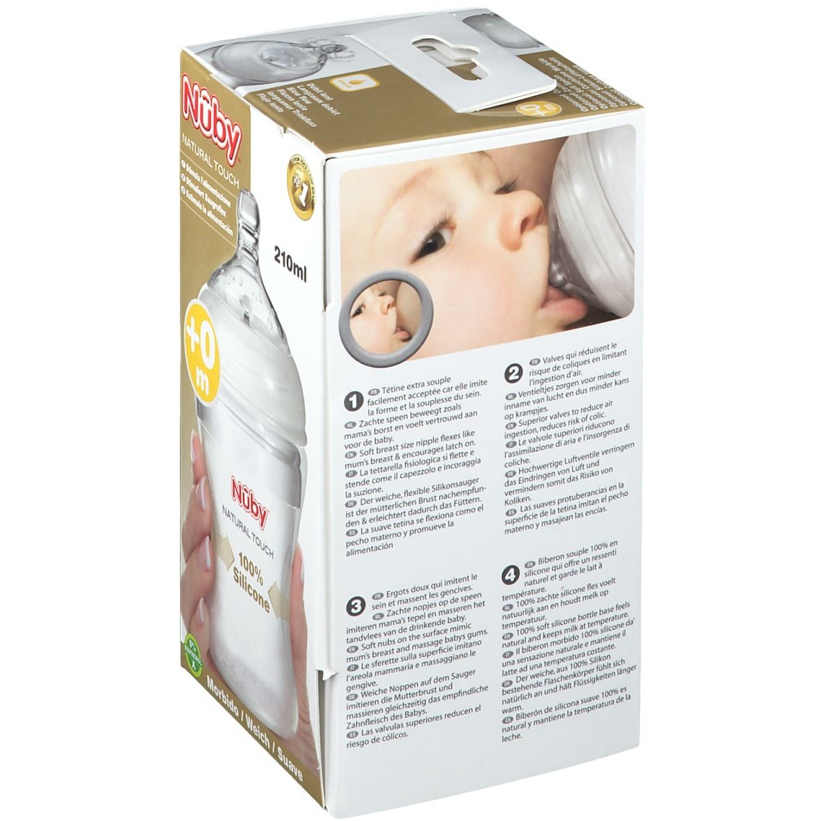 Nuby Biberon Silicone 210ml 0 Mois + Soucette Lentement