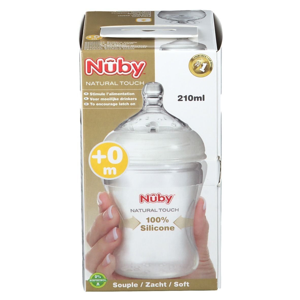 Nuby Biberon Silicone 210ml 0 Mois + Soucette Lentement