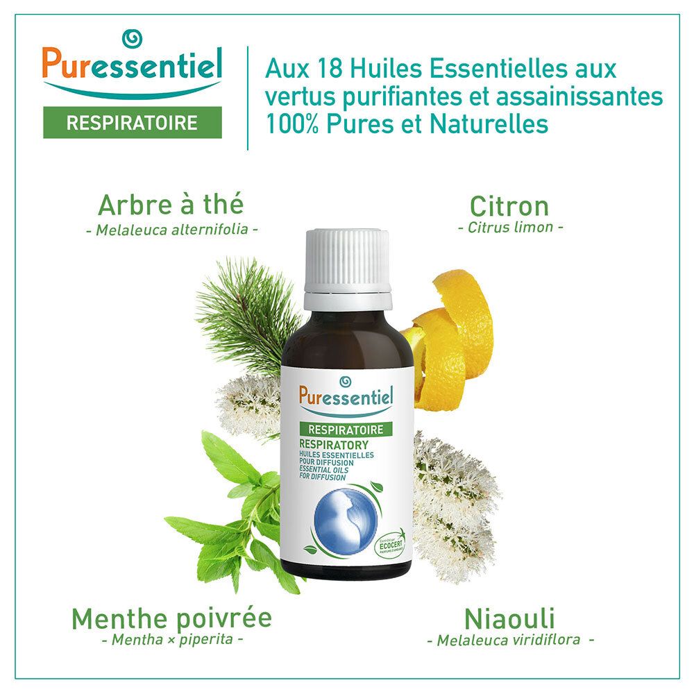 PURESSENTIEL RESPIRATOIRE Diffuse Resp'OK® - Huiles Essentielles pour diffusion - 30 ml