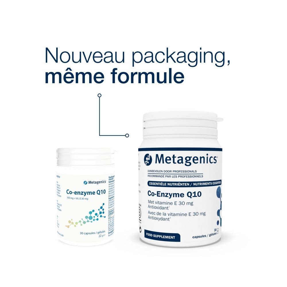 Comparaison de deux emballages. À gauche: petit pot. À droite: grand pot. Texte: Nouveau packaging, même formule.