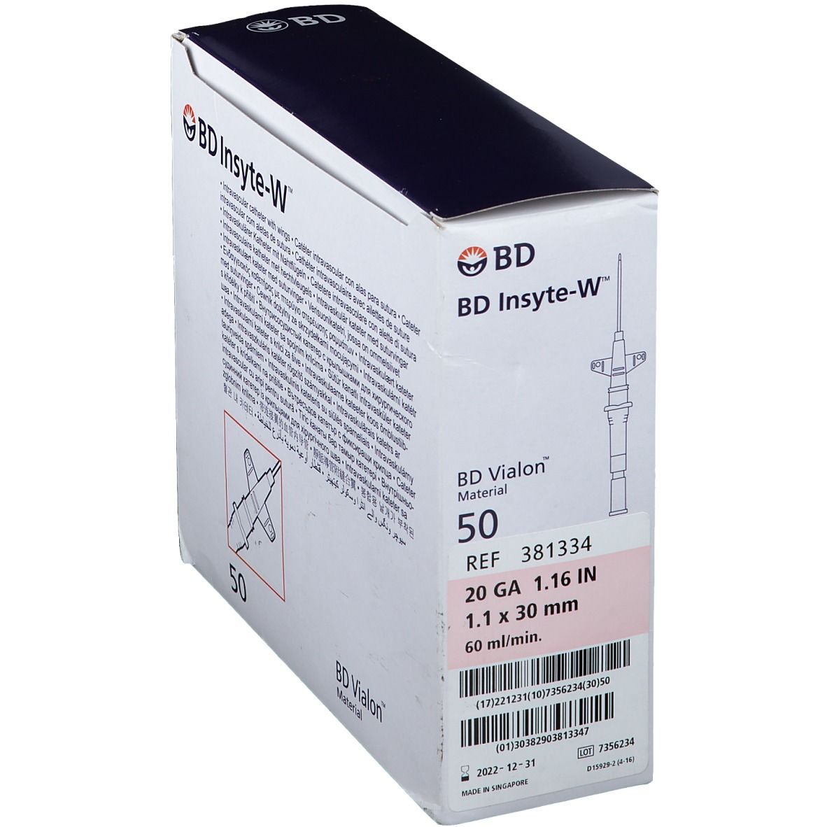 BD Insyte-W™ Cathéter 20 G 1 1/4" 1,1 x 30 mm