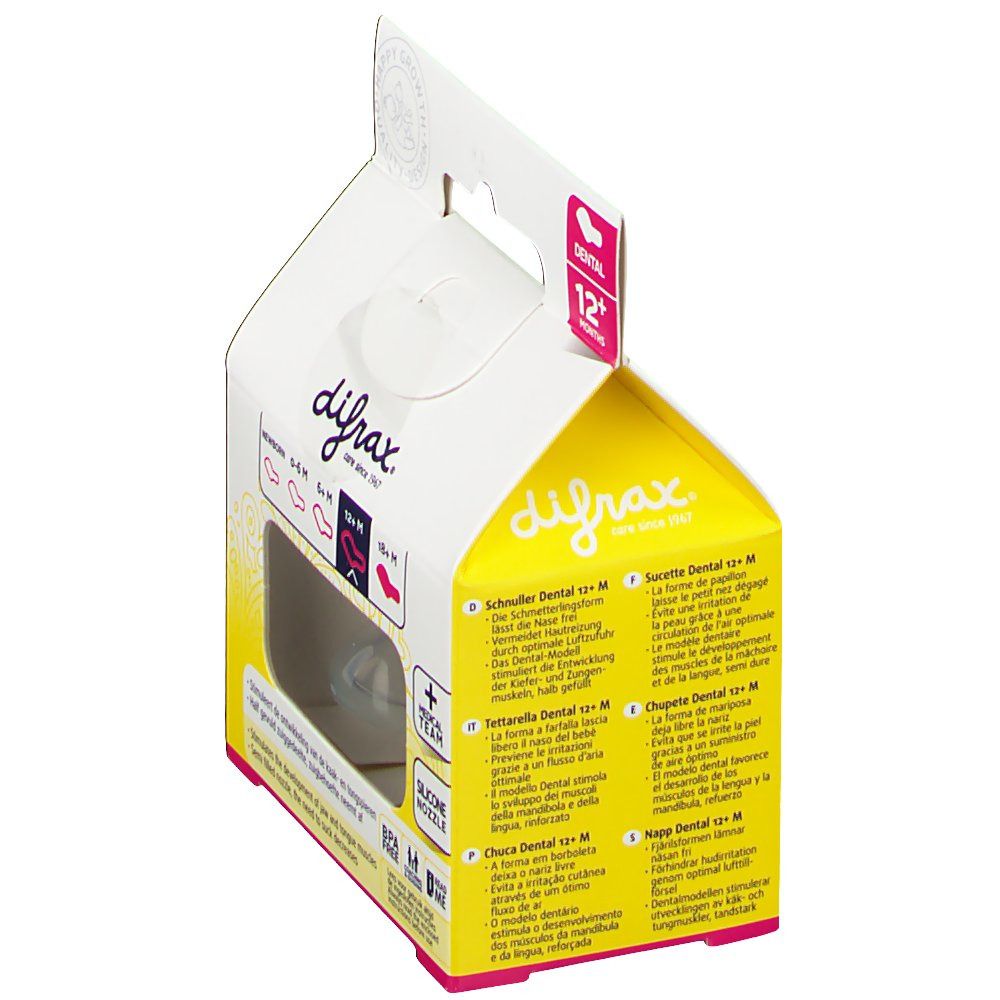 Difrax® Sucette Dental Boy +12 mois (Couleur non sélectionnable)