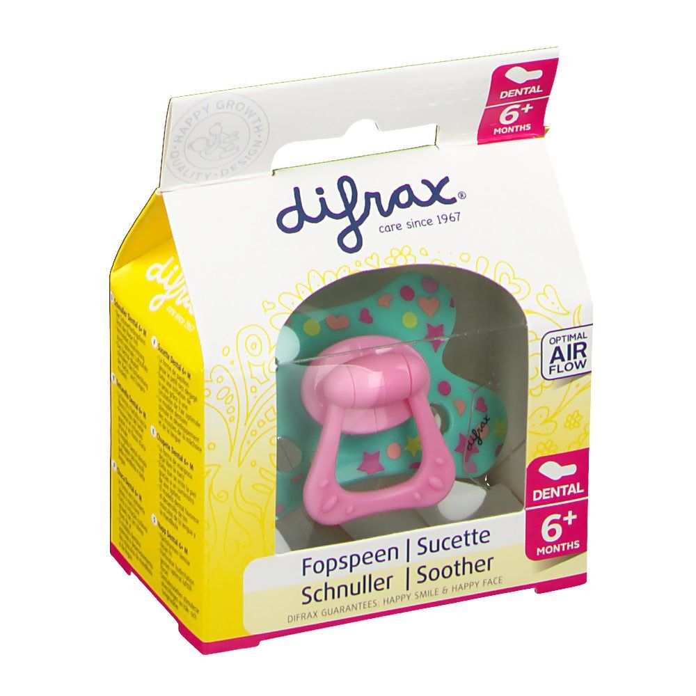 Difrax® Sucette dental Girl 6+ mois (Couleur non sélectionnable)