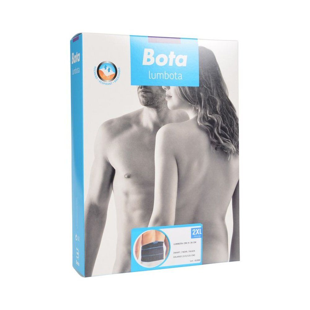 Boîte Bota Lumbota CRX. Taille 2XL. Noir. Image d'un homme et d'une femme. Logo et nom du produit sur l'emballage.