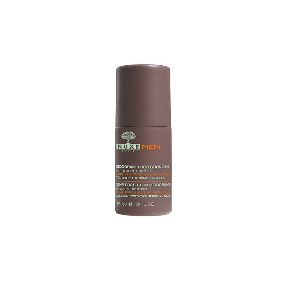 Déodorant Nuxe Men Protection 24h, 50ml. Formule sans sels d'aluminium, sans traces.