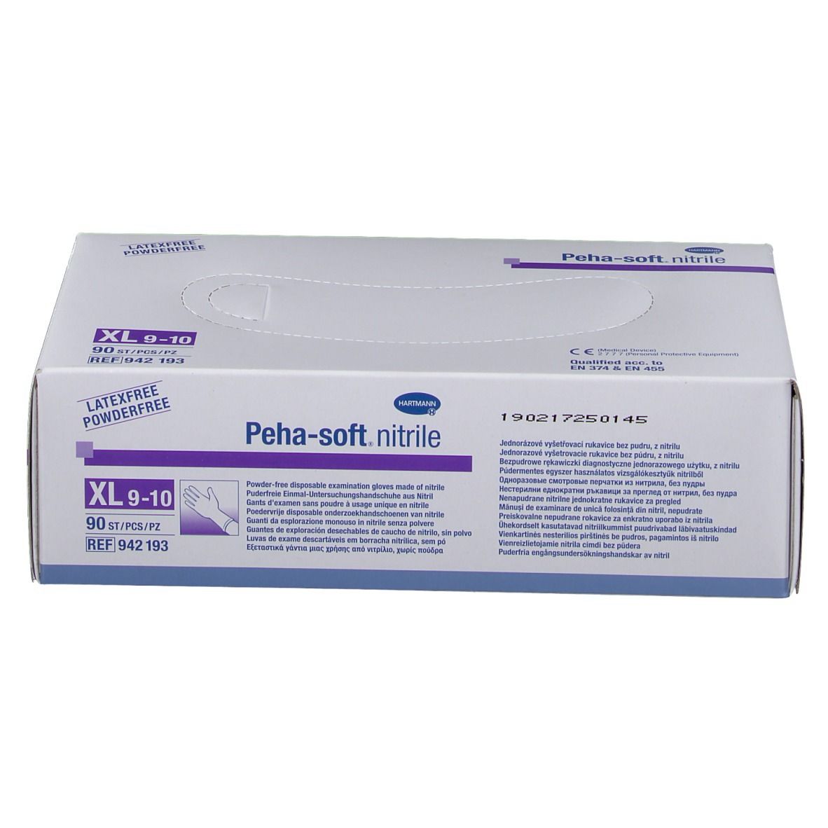 Boîte de gants d'examen XL 9-10, sans poudre, non stériles. Marque Peha-soft nitrile.