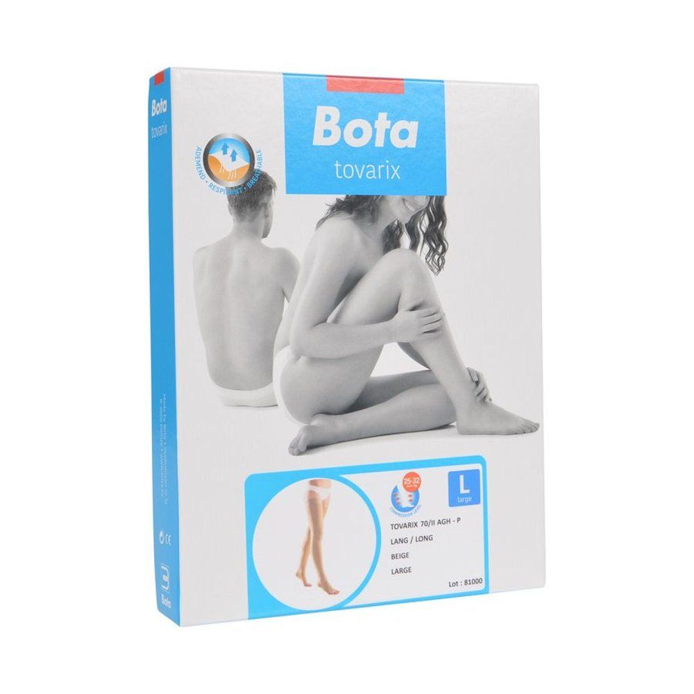 Boîte Bota tovarix. Bas, beige, taille L. Marque et nom du produit clairement visibles.