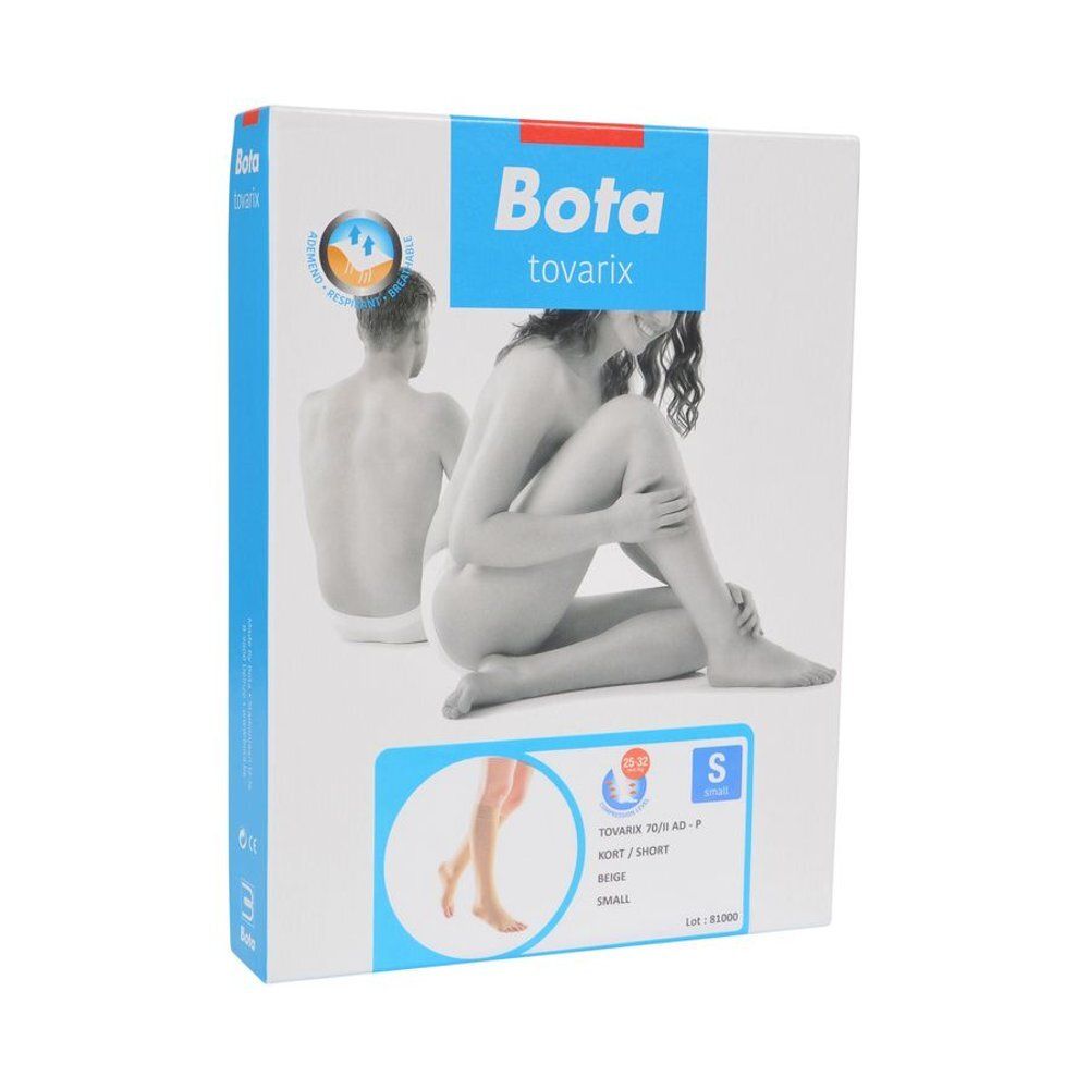 Emballage Bota tovarix. Impression : bas de compression, beige, taille S. Image d'une femme et d'un homme.