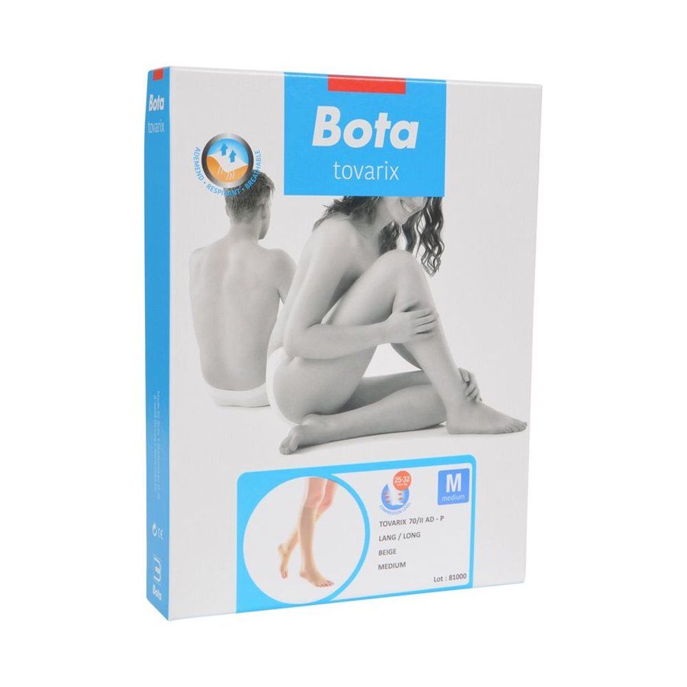 Boîte Tovarix 70/II. Beige, taille M, Long. Logo Bota et illustration du produit.