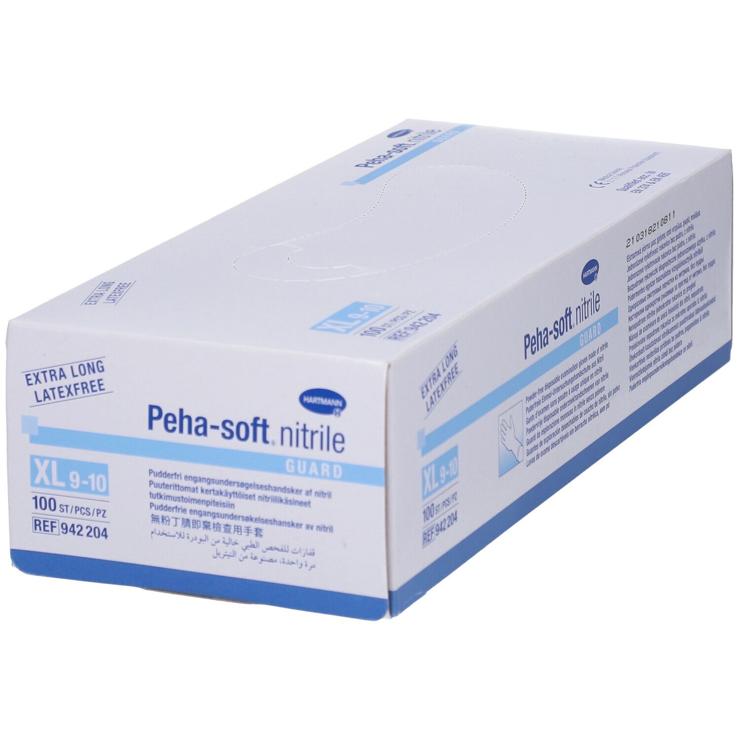 Boîte de gants Peha-soft nitrile guard, taille XL 9-10, 100 pièces. Sans latex.
