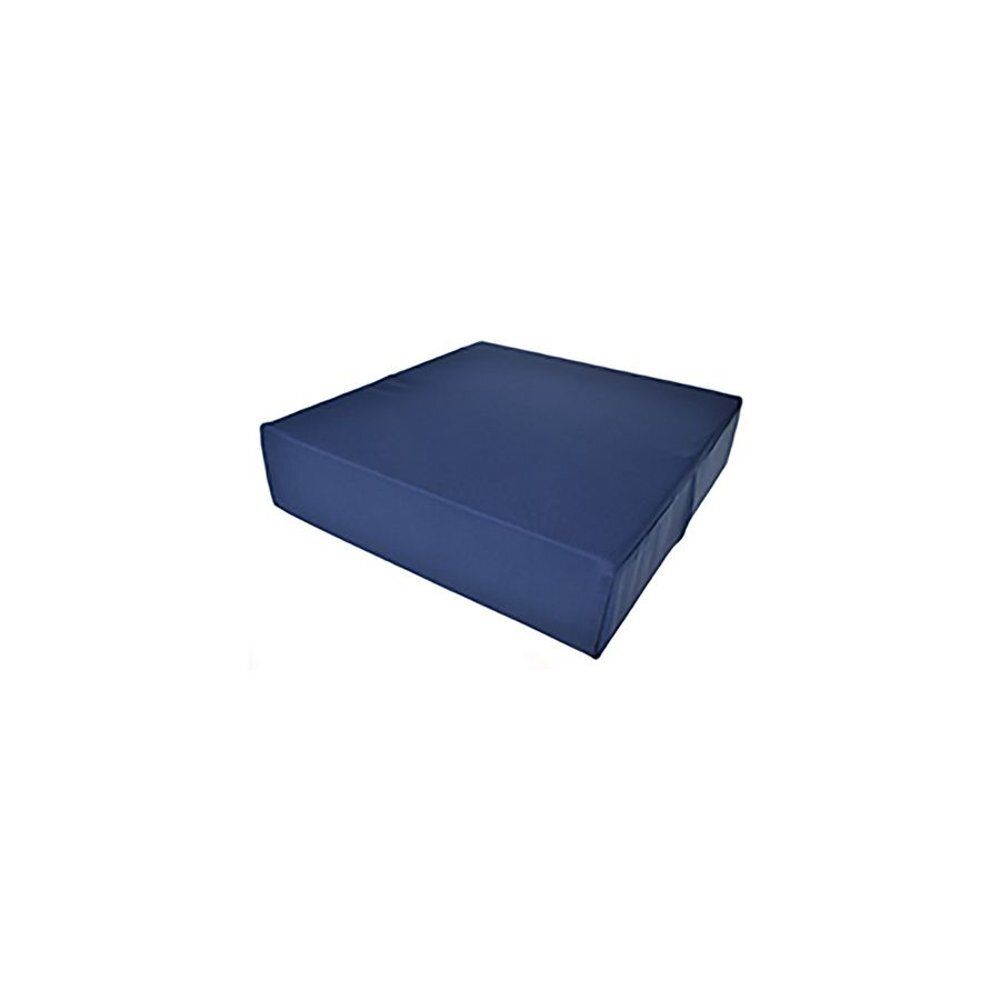 Coussin carré bleu. Forme carrée, plat.