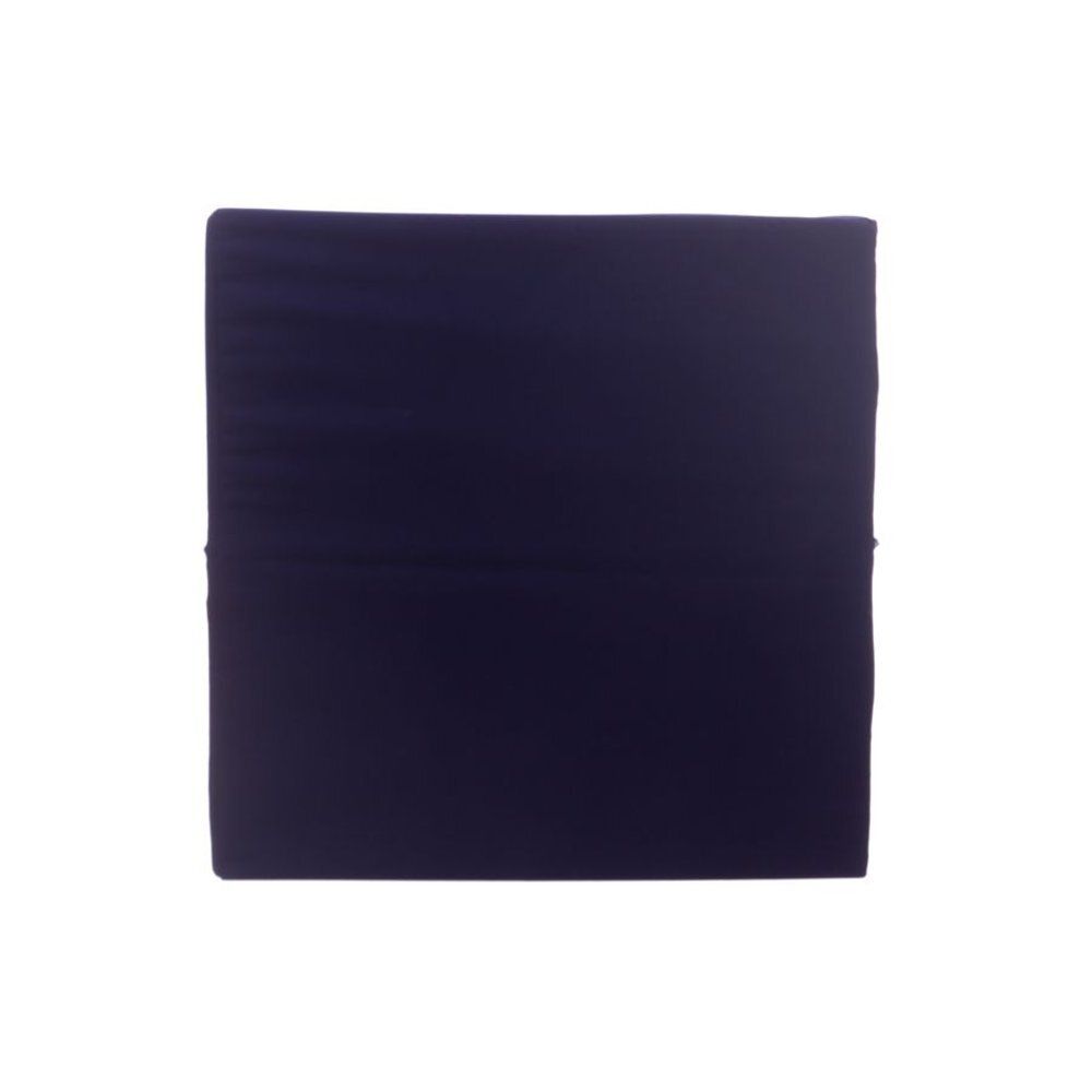 Housse de coussin bleue, carrée. Couture au milieu.