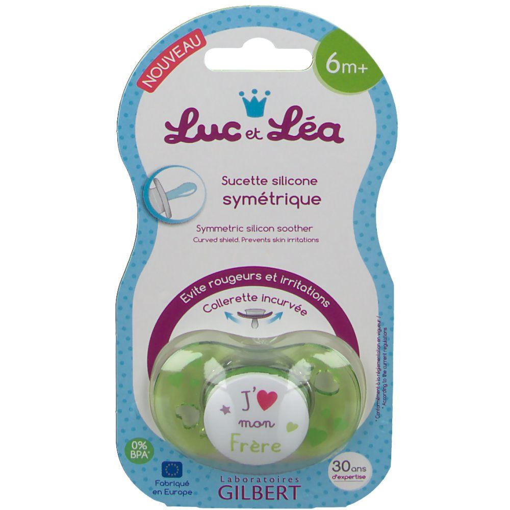 Luc & Léa Sucette Symétrique J'aime mon Frère 6Mois+