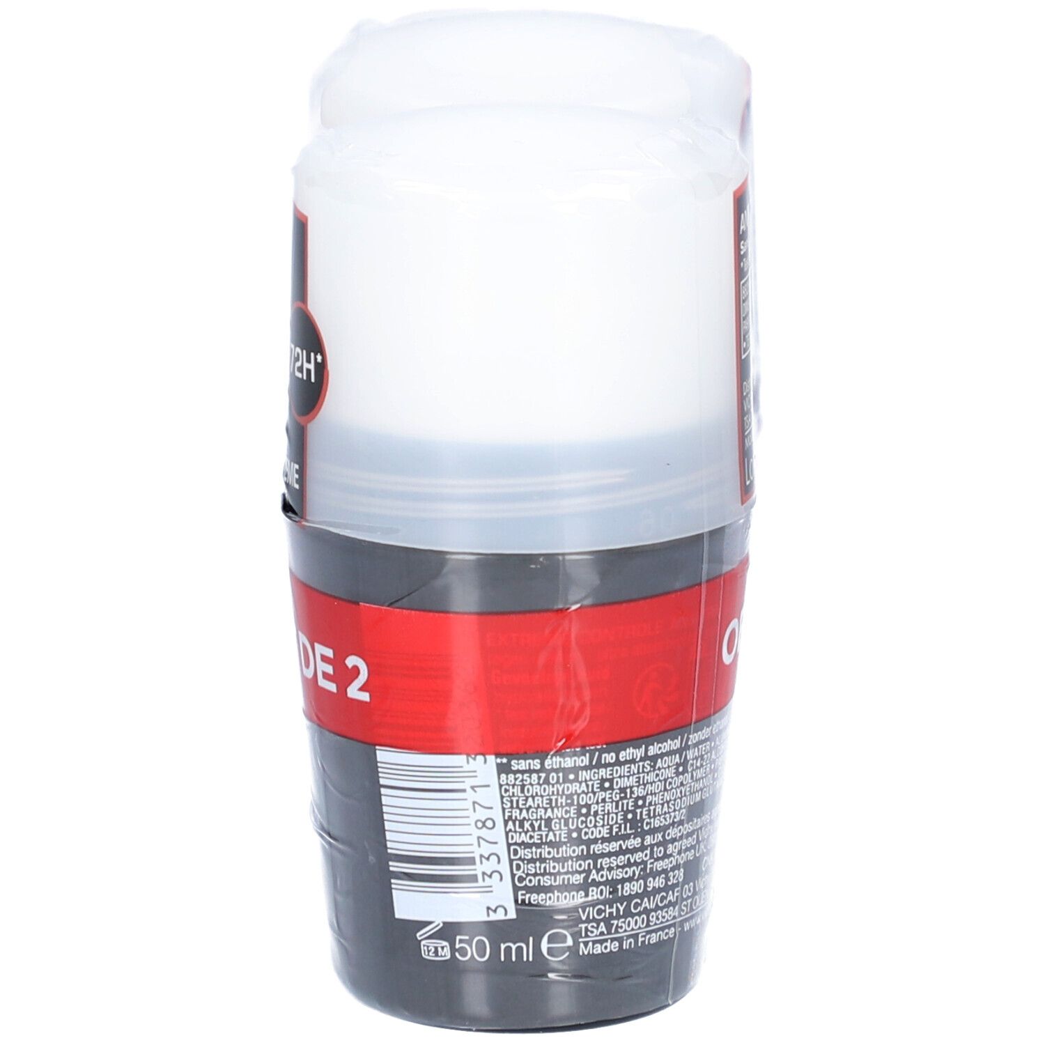 Roll-on dans son emballage. Inscription: VICHY, Duo, 2de -50%.