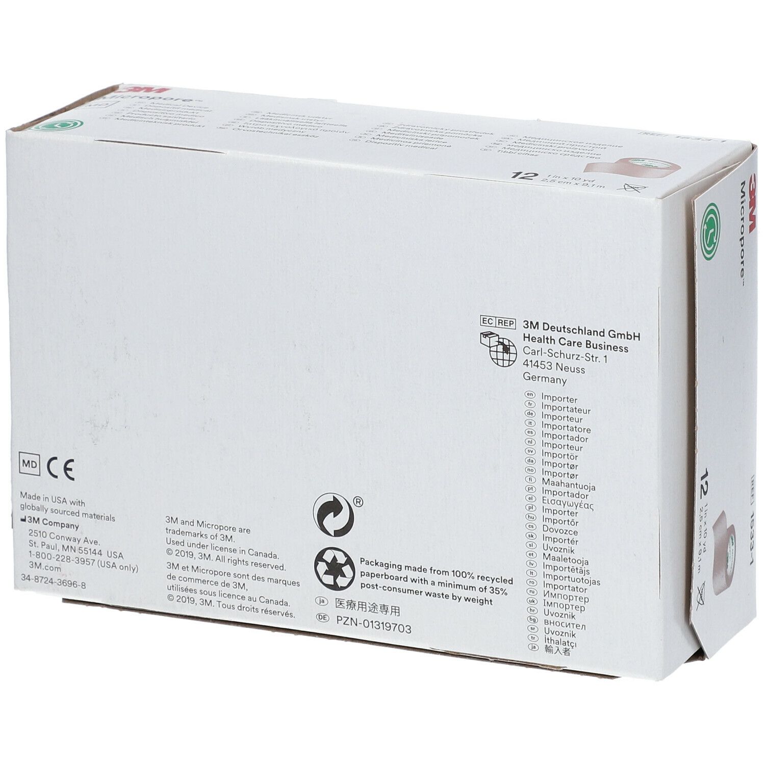3M™ Micropore™ Sparadrap Chirurgical Chair 2,5 cm x 9,1 m