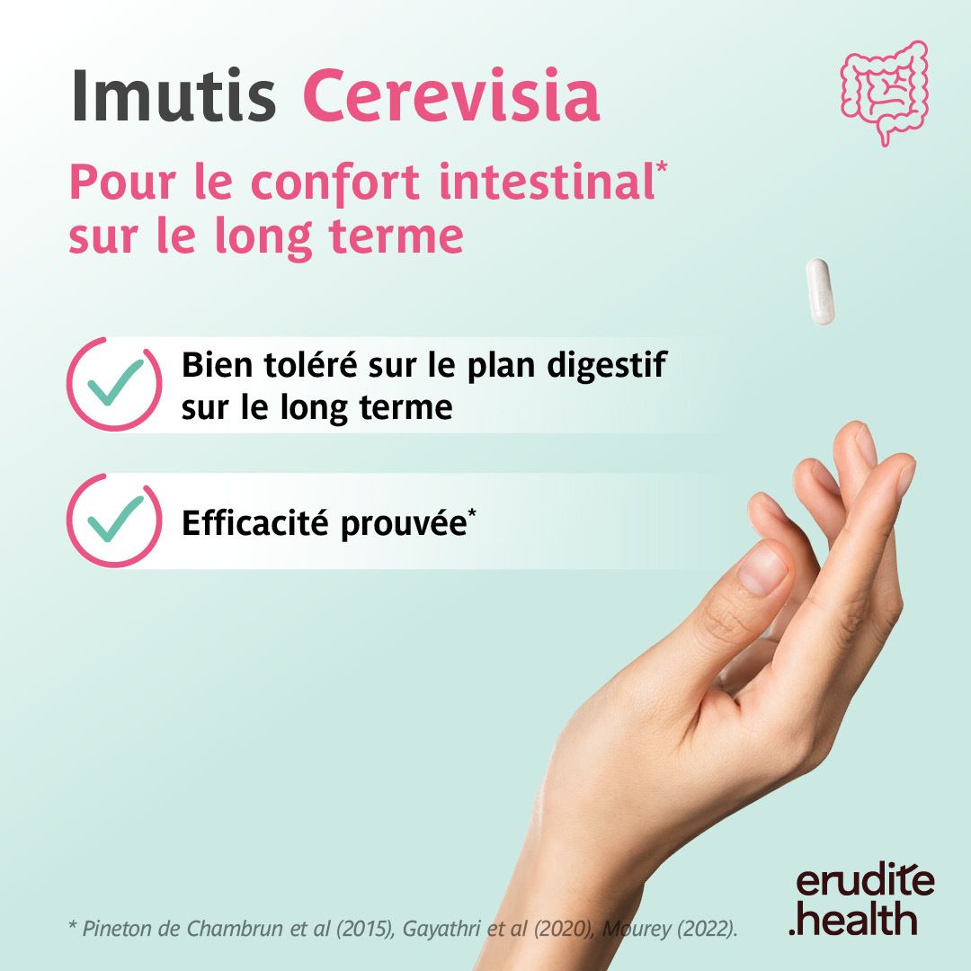 Boîte Imutis Cerevisia de 30 gélules pour la fonction intestinale.