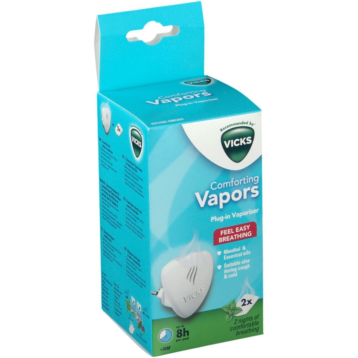 Vicks VH1700E-EMEA Comforting Vapors Menthol & Huiles Essentielles +36 Mois
