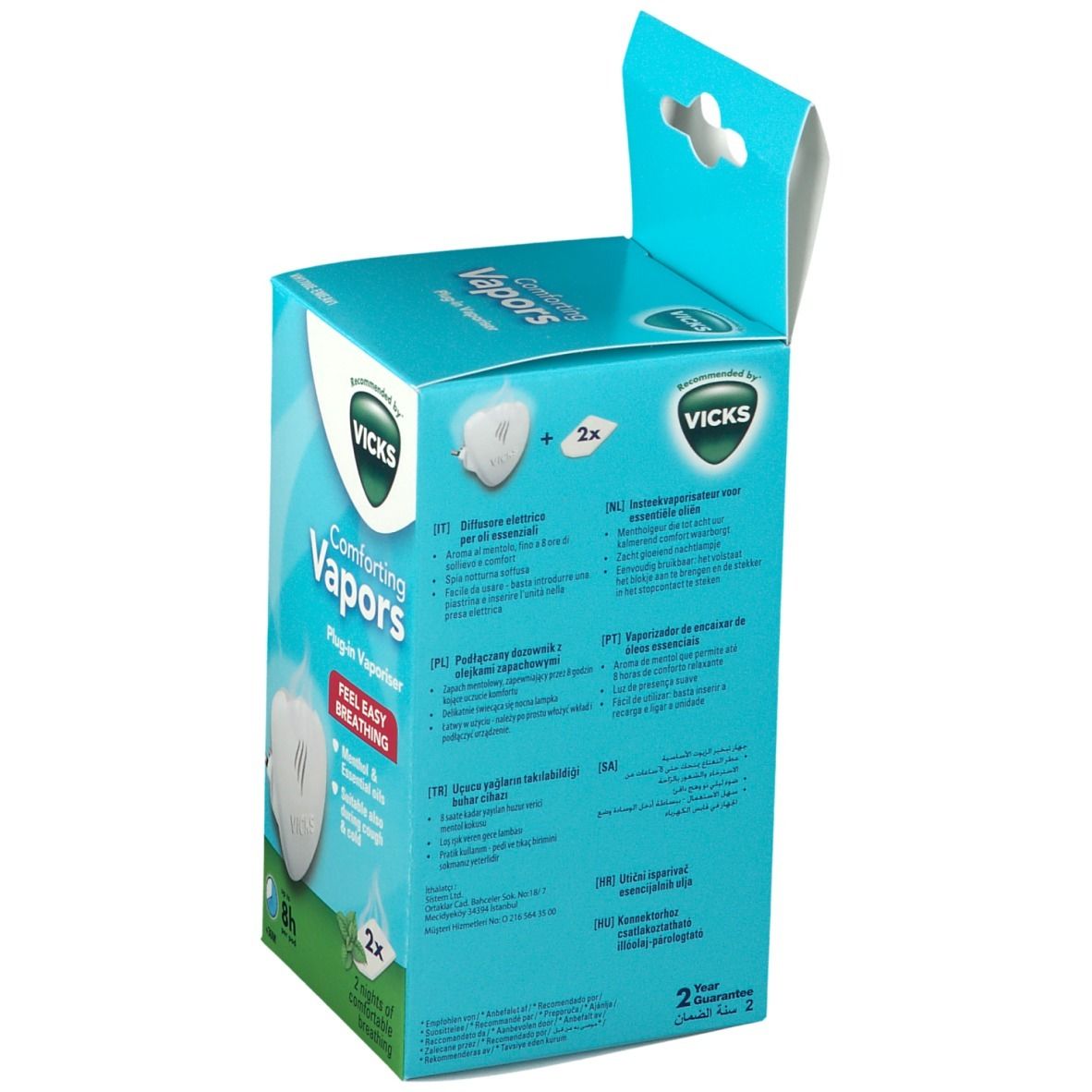 Vicks VH1700E-EMEA Comforting Vapors Menthol & Huiles Essentielles +36 Mois
