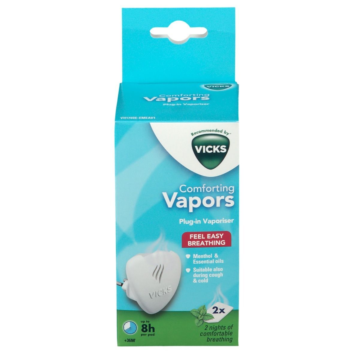 Vicks VH1700E-EMEA Comforting Vapors Menthol & Huiles Essentielles +36 Mois
