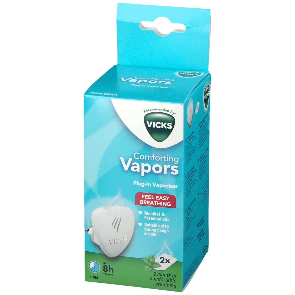 Vicks VH1700E-EMEA Comforting Vapors Menthol & Huiles Essentielles +36 Mois