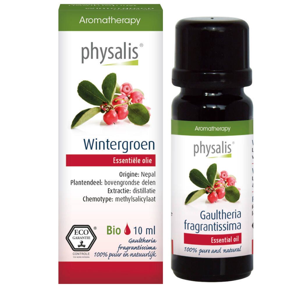 Huile essentielle Physalis Wintergreen 10ml flacon et boîte.