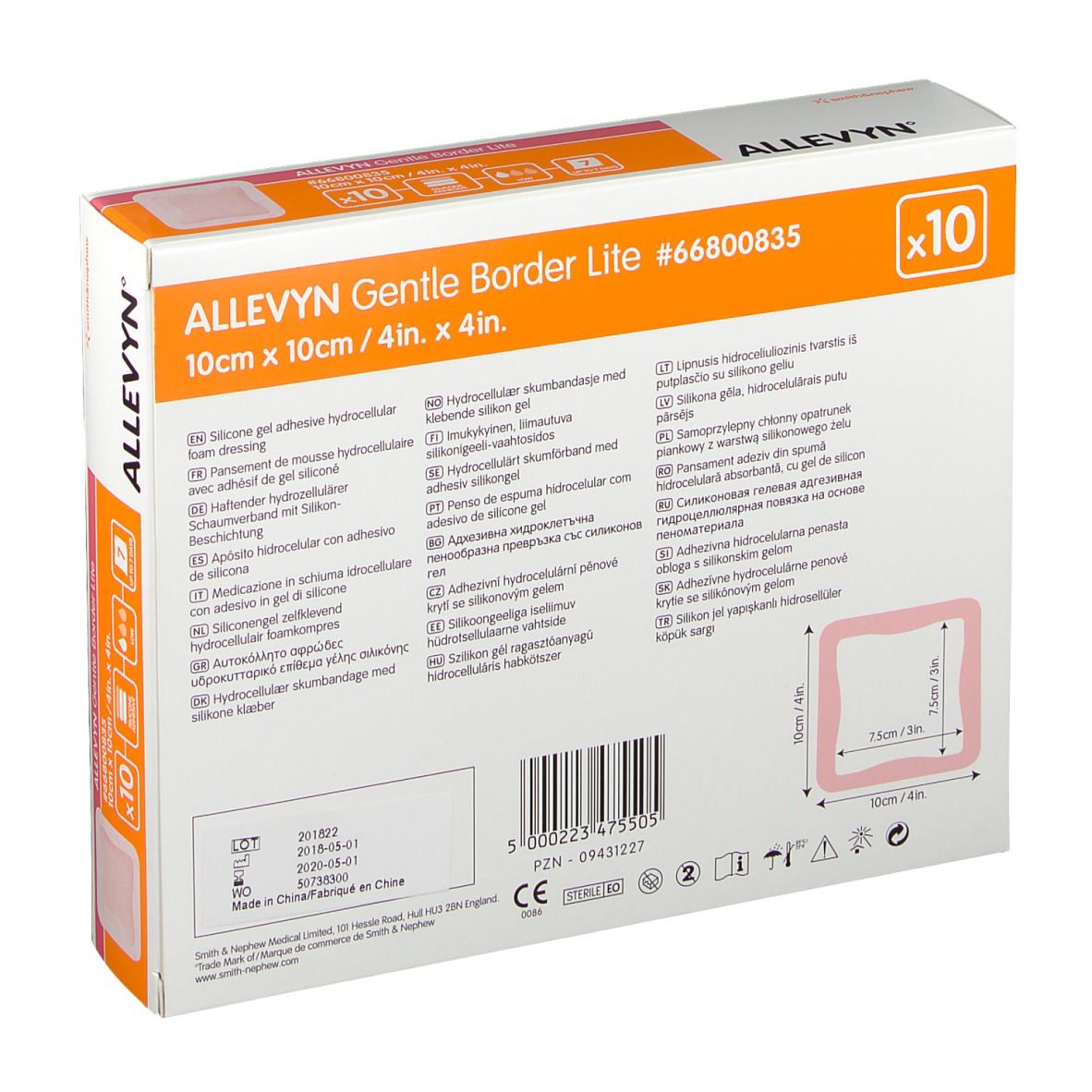 Allevyn Gentle Border Lite 10 x 10 cm