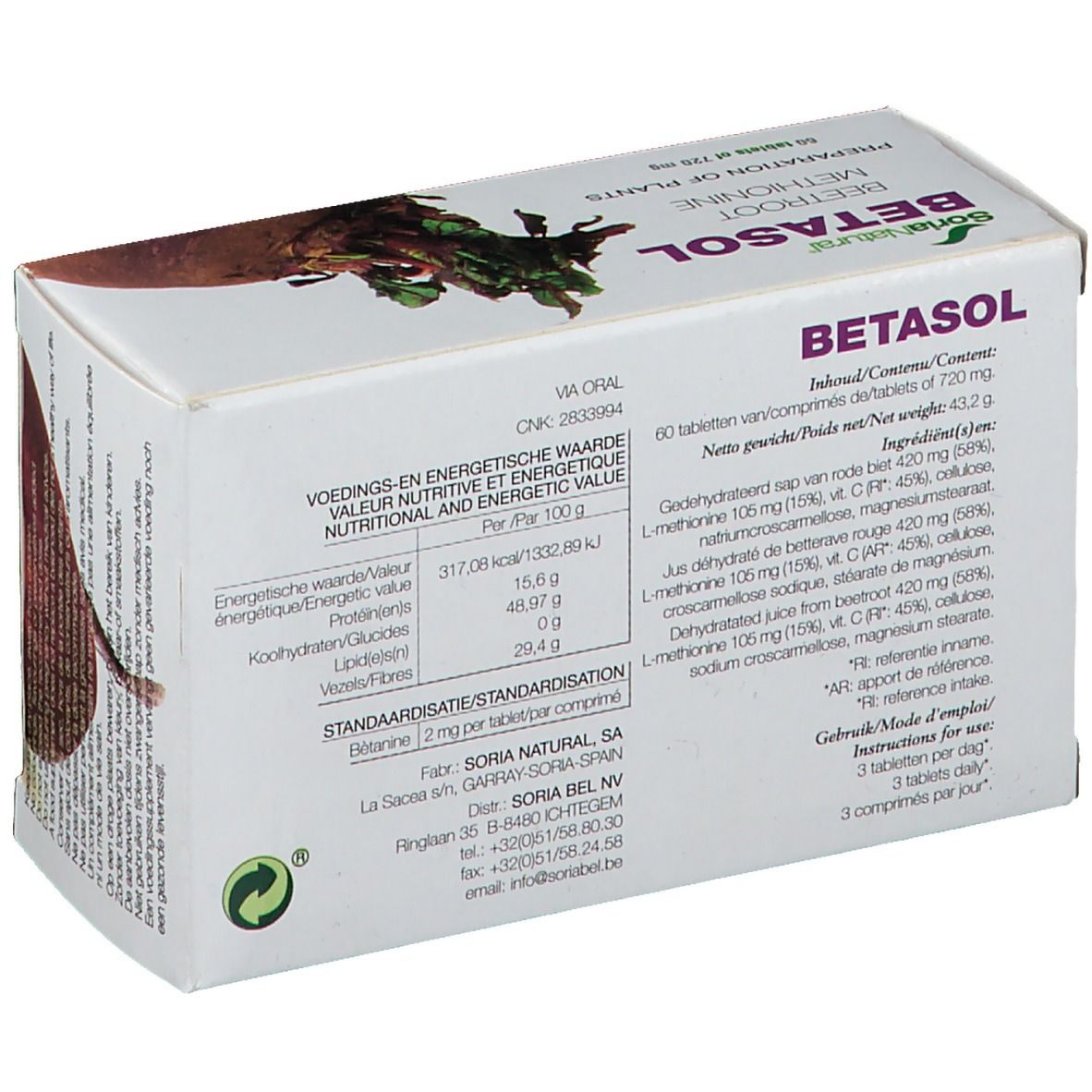 Soria Natural® BETASOL Beta Vulgaris Méthionine