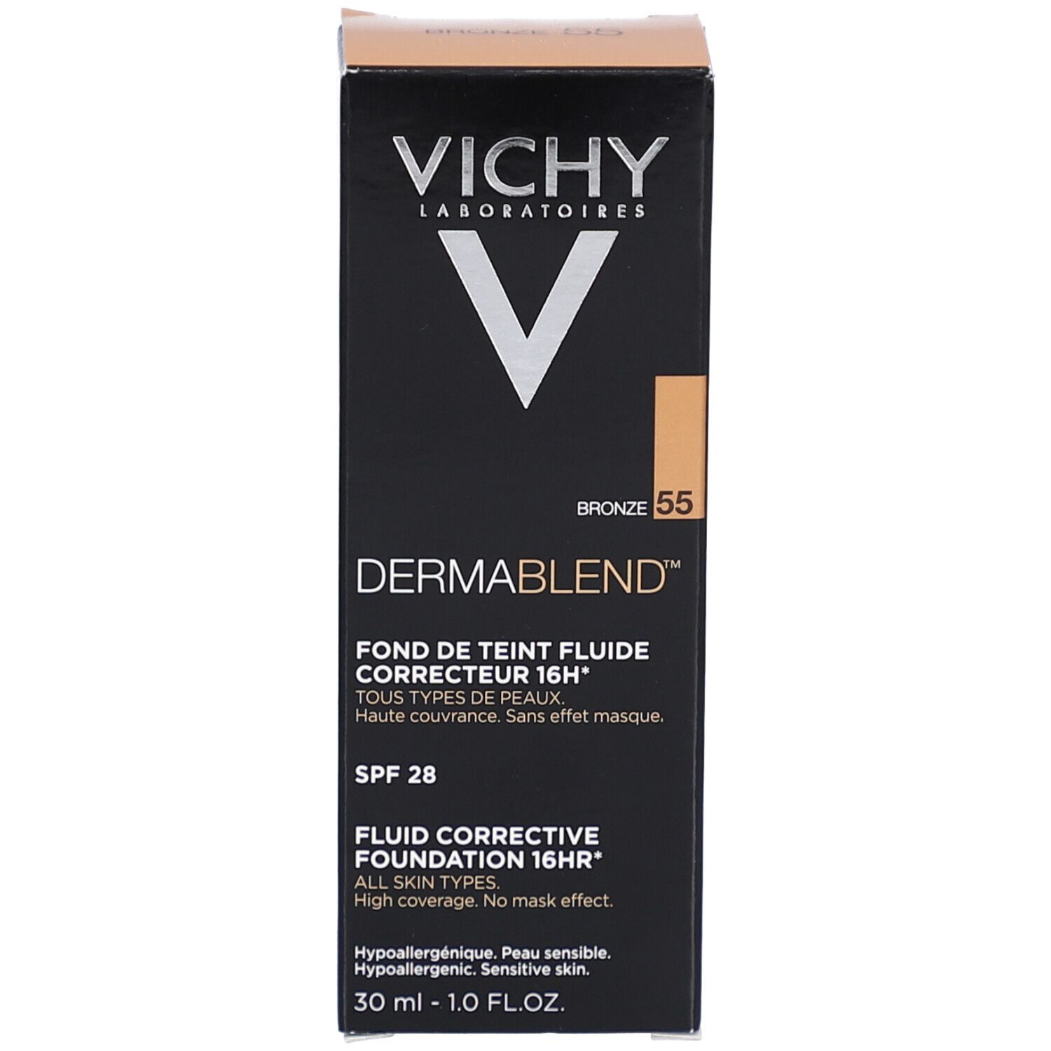 Emballage. Informations produit. Marque et nom visibles. Teinte Bronze.