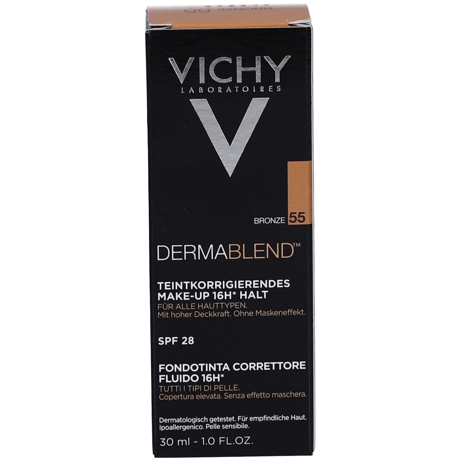 Emballage. Informations produit. Marque et nom visibles. Teinte Bronze.