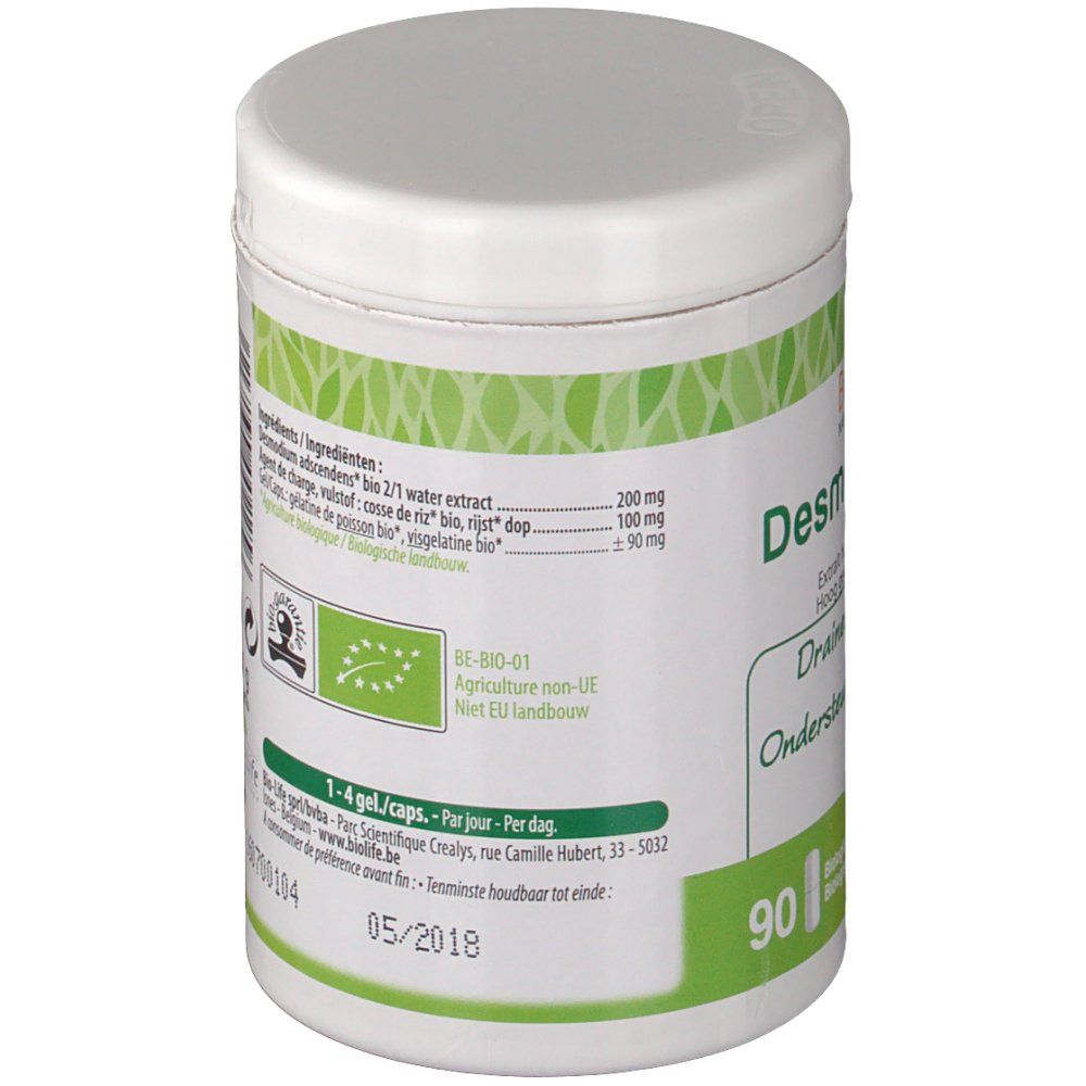 Dos du pot blanc. Contient des informations sur les ingrédients et la valeur nutritionnelle. Date de péremption : 05/2018.