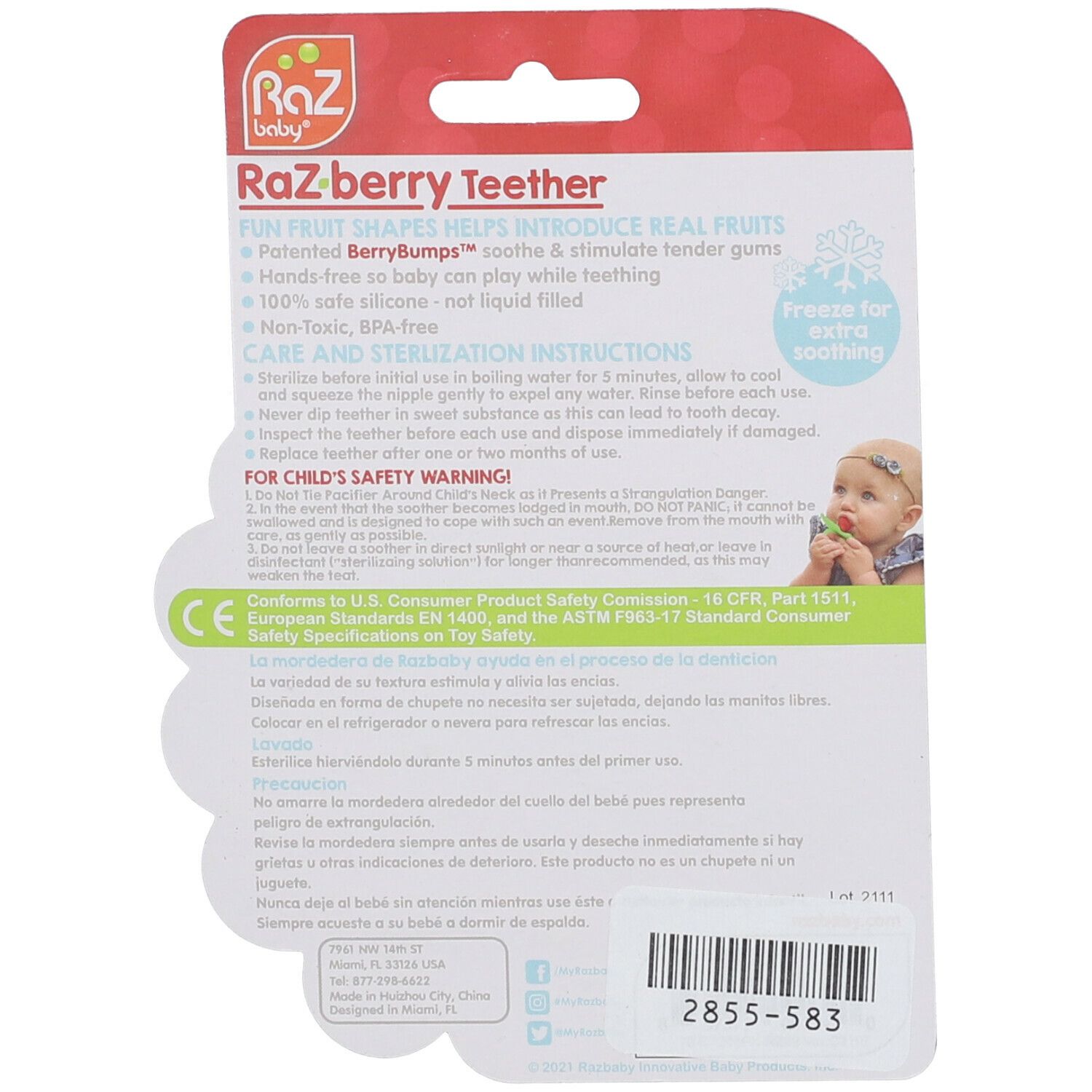 Raz Baby® RaZ-Berry Anneau de dentition Rose