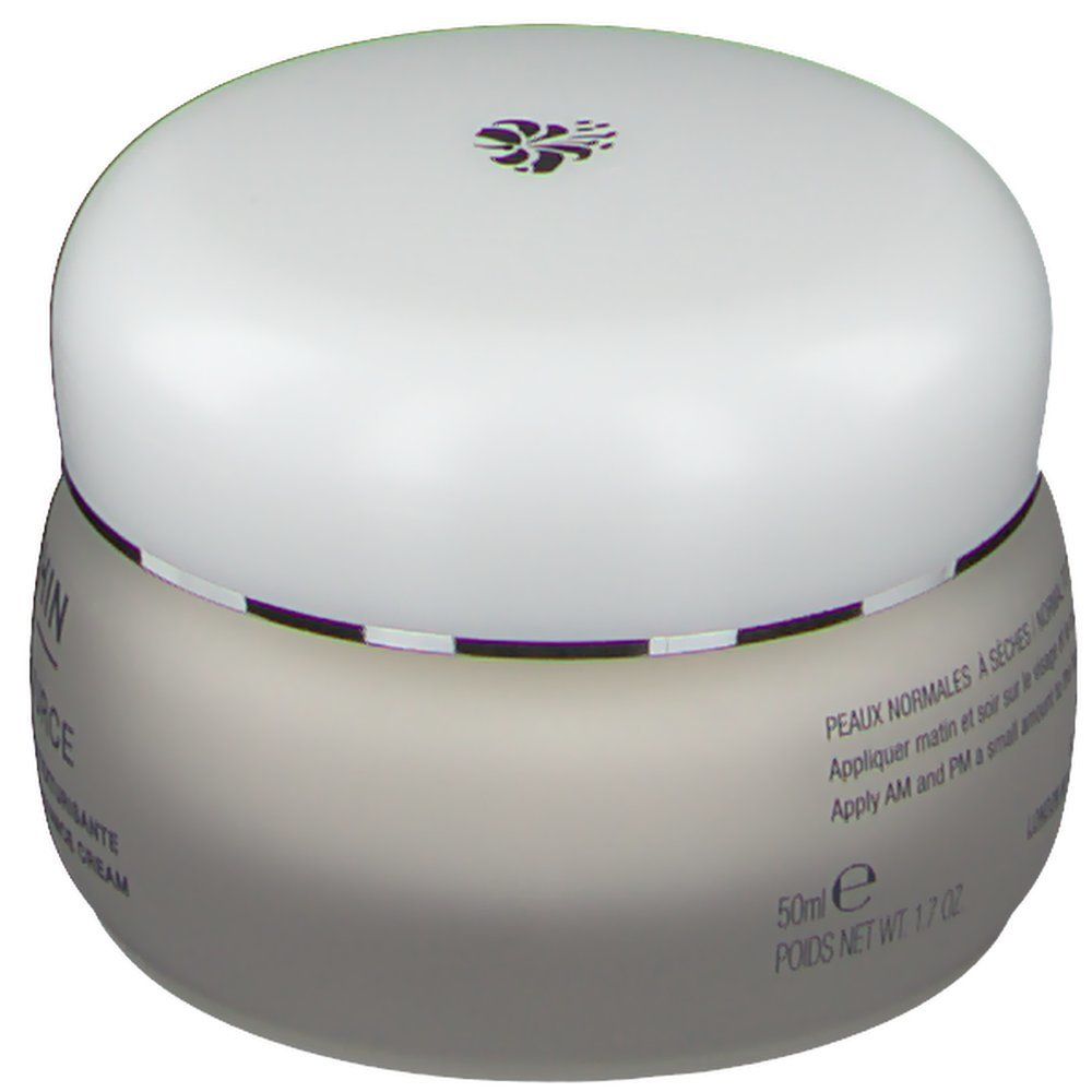 Pot de crème avec couvercle blanc. Texte: "PEAUX NORMALES A SECRES".