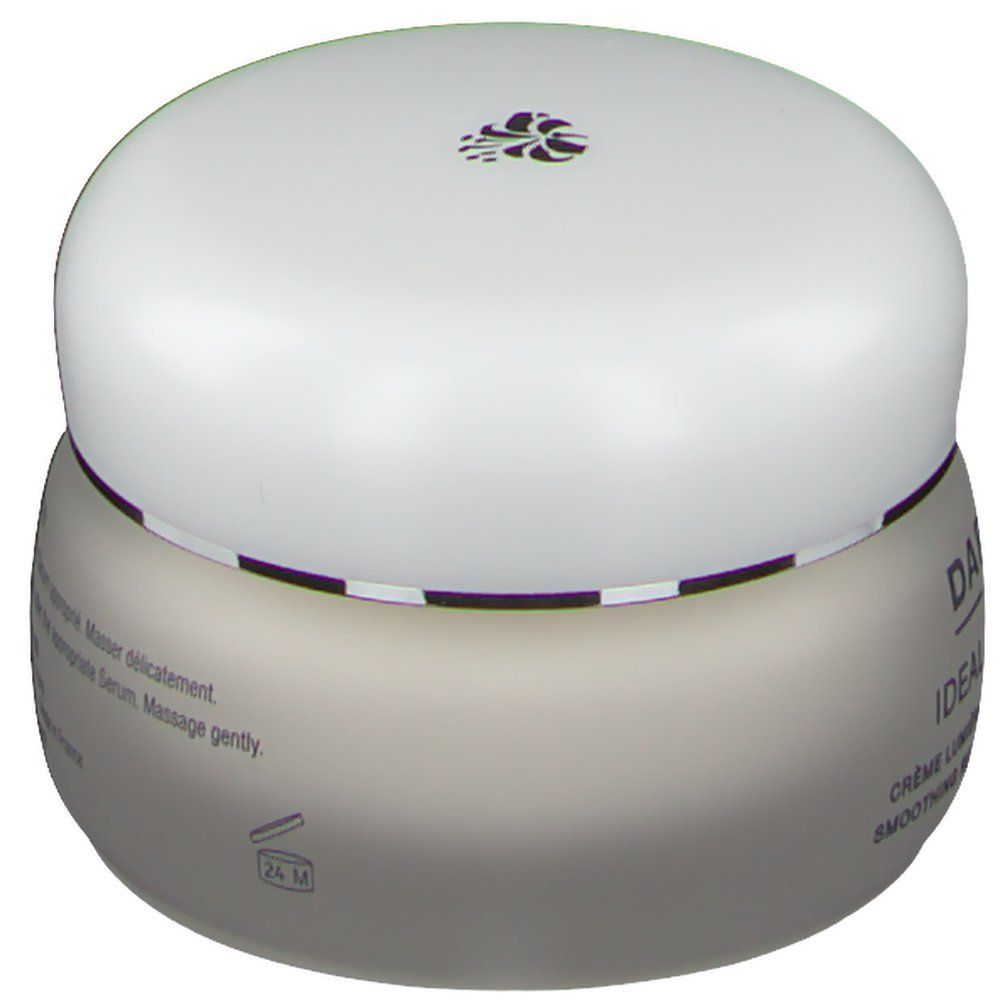 Pot de crème avec couvercle blanc. Texte: "IDEAL RESOURCE".